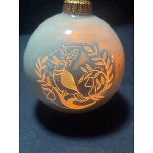 Luminetch VTG 1993 Handcrafted Glass Ornament  Gold Dove Holly Limited Edition